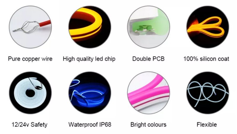 side view neon strips 6 x 12 ip67 waterproof led neon tube addressable colors 7